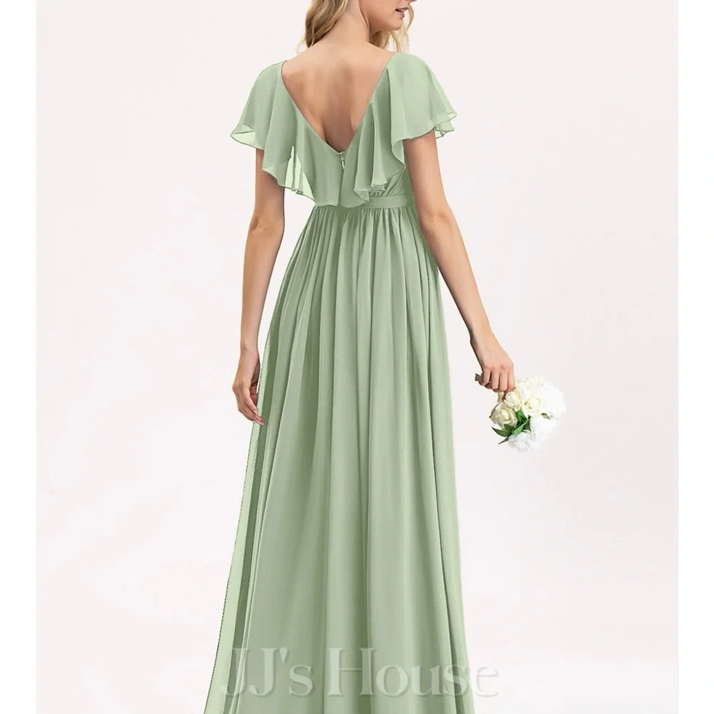 Elegant Bridesmaid Green Maxi Dress - Picture 2 of 4